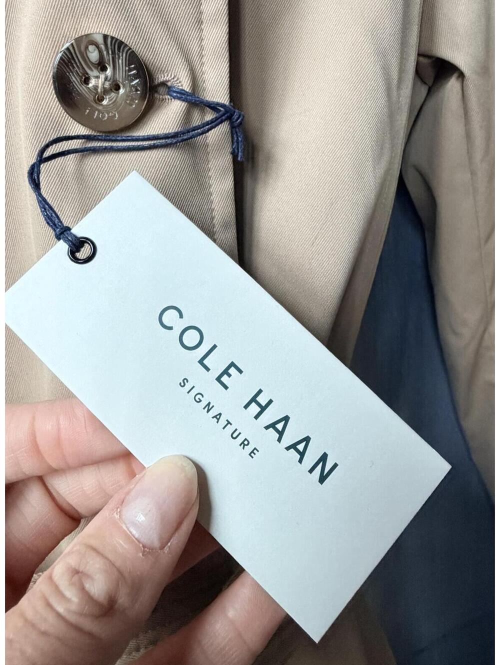 NWT Cole Haan Signature Hooded Trench Rain Coat Beige Medium - Picture 3 of 8